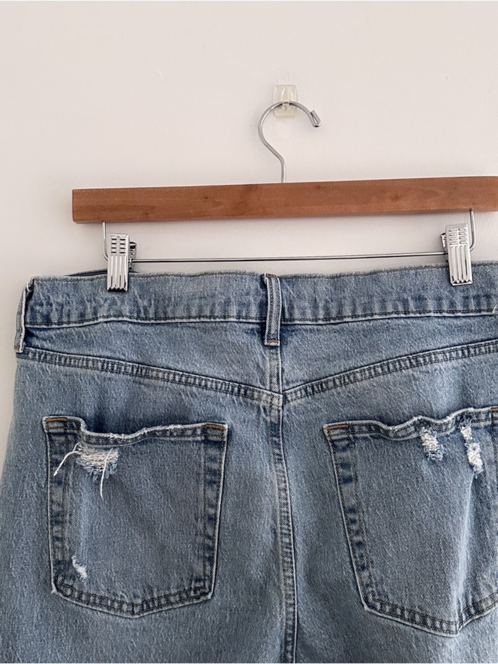 Gap Sky High Straight Leg Jeans | Rigid Denim | Light Wash Distressed | 14 Tall - Picture 10 of 12